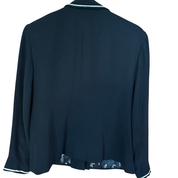 Due Per Due Women's Blazer Jacket Black w/White pin Stripe Silk Lined Size 10 - Picture 2 of 9